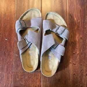 Birkenstock Suede Sandals in Faded Purple